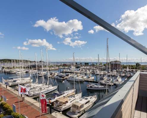 meerZeiten Penthouse Waterkant Blick vom Balkon