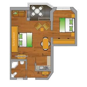 meerZeiten Appartements Typ B ca. 44m² für 4 Personen