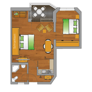 meerZeiten Appartements Typ B ca. 44m² für 4 Personen