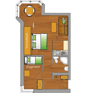 meerZeiten Appartements Typ C ca. 41m² für 2 Erwachsene und 2 Kinder