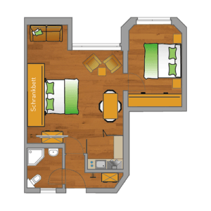 meerZeiten Appartements Typ D ca. 44m² für 4 Personen